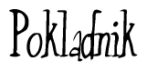 The image contains the word 'Pokladnik' written in a cursive, stylized font.