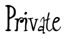 The image is a stylized text or script that reads 'Private' in a cursive or calligraphic font.