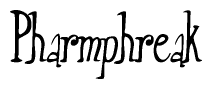 The image contains the word 'Pharmphreak' written in a cursive, stylized font.