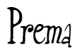 The image is of the word Prema stylized in a cursive script.