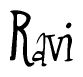 The image is of the word Ravi stylized in a cursive script.