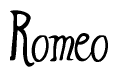 The image is of the word Romeo stylized in a cursive script.