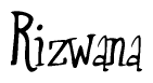 The image is a stylized text or script that reads 'Rizwana' in a cursive or calligraphic font.