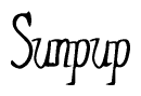 The image contains the word 'Sunpup' written in a cursive, stylized font.