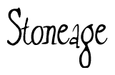 The image is of the word Stoneage stylized in a cursive script.