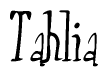 The image is of the word Tahlia stylized in a cursive script.