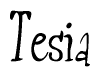 The image is a stylized text or script that reads 'Tesia' in a cursive or calligraphic font.