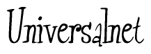 The image contains the word 'Universalnet' written in a cursive, stylized font.
