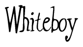 The image is a stylized text or script that reads 'Whiteboy' in a cursive or calligraphic font.