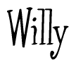 The image is of the word Willy stylized in a cursive script.