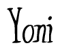 The image is of the word Yoni stylized in a cursive script.