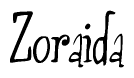 The image contains the word 'Zoraida' written in a cursive, stylized font.