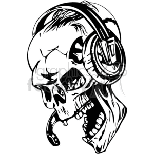 skull bone head skeleton tattoo art vinyl headphone evil black white skulls vinyl-ready  zombie zombies