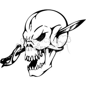 skull bone head skeleton tattoo art vinyl sword
