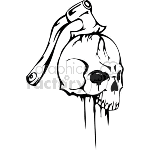 skull bone head skeleton tattoo art vinyl axe ax vinyl-ready design