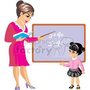 clipart - A Teacher is Teaching a Student Math.