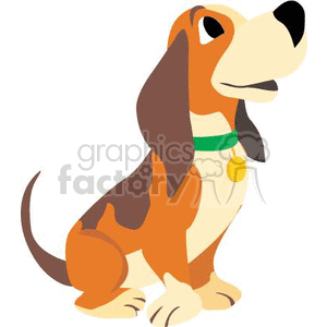 cute dog wearing a green collar clipart.