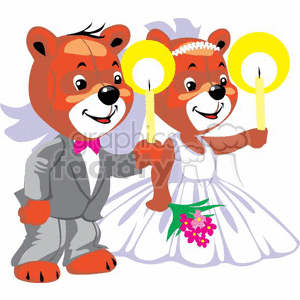 marriage teddy bears holding candles clipart.