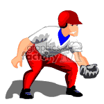 clipart - Animated baseball player waiting for a chance to catch the ball..