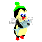 Little penguin carrying a fish. animation. Commercial use animation # 370368