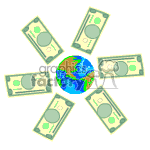 clipart - Money spinning around the world..
