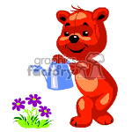clipart - Teddy bear watering the flowers..