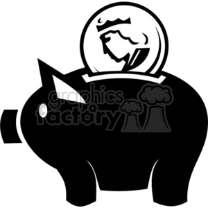 vector clip art vinyl-ready cutter black white money currency save saving piggy bank banks coin coins change