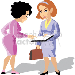 women talking about some documents