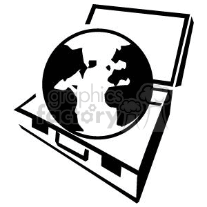 vector black white clip art vinyl-ready cutter business work briefcase briefcases earth globe globes world