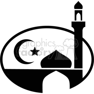 vector clip art vinyl-ready cutter black white religion religious Star and crescent of Islam Islamic faith Muslim mosque