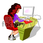clipart - Female graphic designer working on her computer.