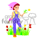 Female picking flowers clipart. Royalty-free image # 370871