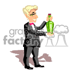 Waiter serving a bottle of wine clipart. Commercial use image # 370901