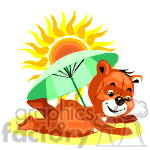 Teddy bear laying on the beach. clipart. Commercial use image # 371108