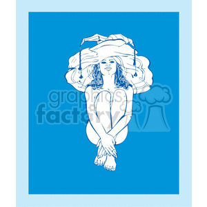 clipart - girl wearing a huge hat.