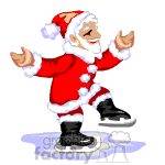 Santa trying to ice skate. clipart.