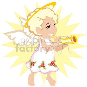 Child Christmas Angel with a Halo and Holly Berry clipart. Commercial use image # 372614