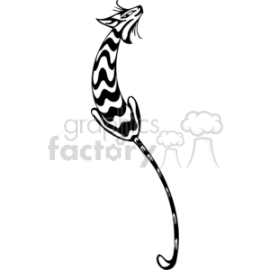 Black and white stripped cat clipart. Commercial use image # 372944