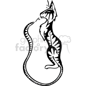 Black and white tabby cat with extra long tail clipart. Commercial use image # 372920
