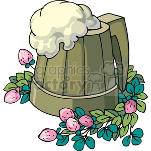 Mug of beer with clovers around it clipart. Commercial use image # 145382