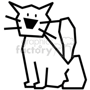 Black and White Stick Pet Cat clipart. Commercial use image # 373072