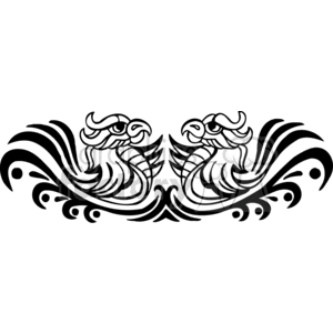 Black and white mirror image of tribal phoenix