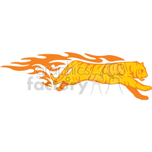 running tiger with flames on white animation. Royalty-free animation # 373267