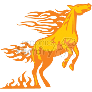 horse with flames on white clipart.
