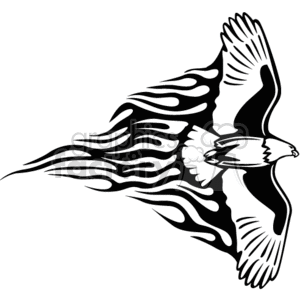 clipart - Flaming flying eagle.