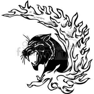 predator predators animal animals wild vector signage vinyl-ready vinyl ready cutter black white cat cats panther panthers fire fires flaming flames flame tattoo tattoos design designs
