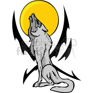 wolf howling at the moon clipart.