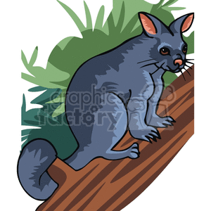 The clipart image depicts a Galagos, also known as bushbabies, sitting on a tree branch in the jungle at night. The Galagos are small African primates that resemble monkeys and have large eyes adapted for night vision. The image is a vector graphic, which means it can be scaled up or down without losing quality.
