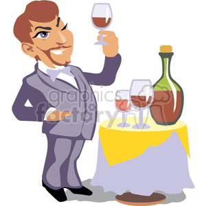 waiter w/  wine cart clipart. Royalty-free image # 373709