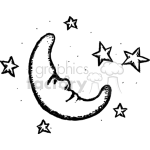 vector halloween images clipart moon moons night stars black white crescent sketch drawing black white